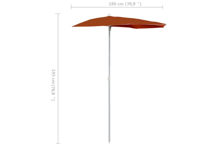 Puoliaurinkovarjo tangolla 180x90 cm terrakotta - Aurinkovarjo