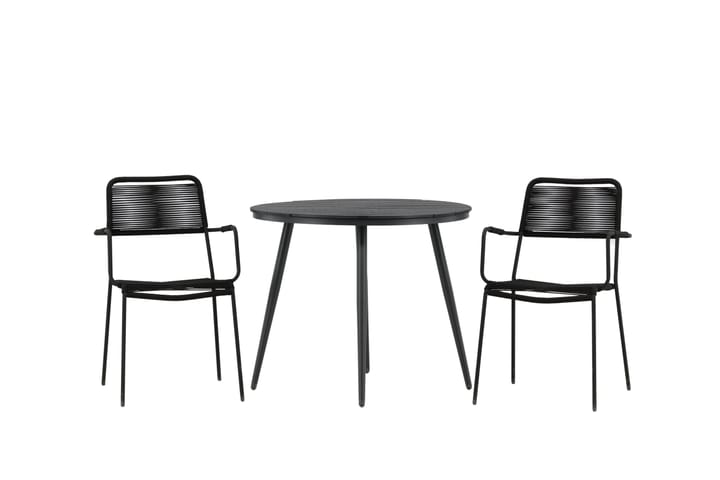Parvekeryhmä Break Pyöreä 90 cm 2 Lindos tuolia Musta - Venture Home - Parvekesetti - Cafe-ryhmä