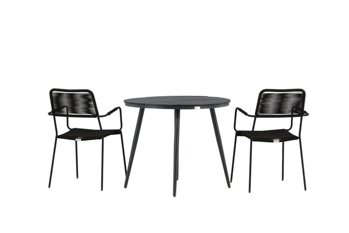 Parvekeryhmä Break Pyöreä 90 cm 2 Lindos tuolia Musta - Venture Home - Parvekesetti - Cafe-ryhmä
