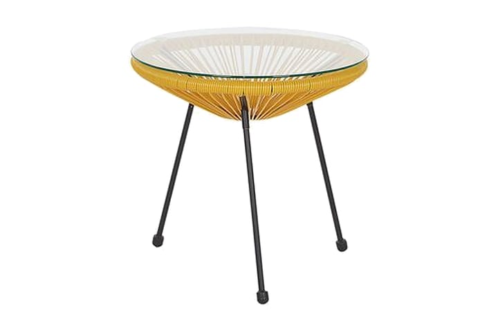 Parvekeryhmä Cayaco 70 cm + 2 tuolia - Polyrottinki/keltainen - Parvekesetti - Cafe-ryhmä