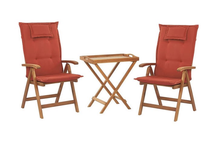 Parvekesetti pöytä ja 2 tuolia Punainen JAVA - Puu/Luonnonväri - Parvekesetti - Cafe-ryhmä