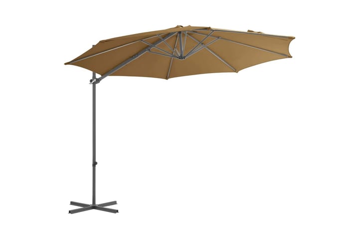 Riippuva aurinkovarjo teräspylväällä 300 cm harmaanruskea - Ruskea - Aurinkosänky & aurinkovaunu