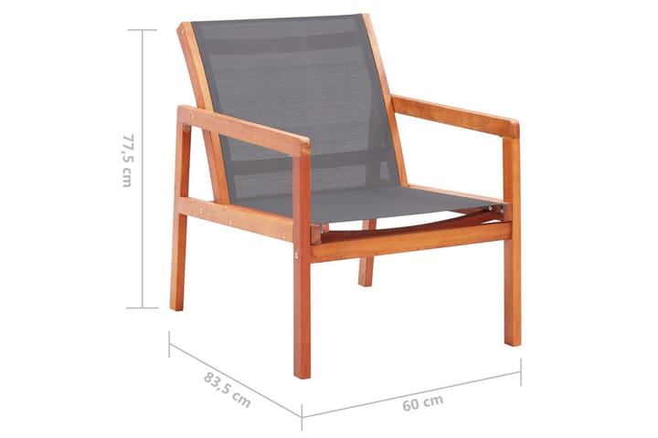 Puutarhan nojatuoli harmaa täysi eukalyptuspuu ja textilene - Ulkotilan nojatuolit