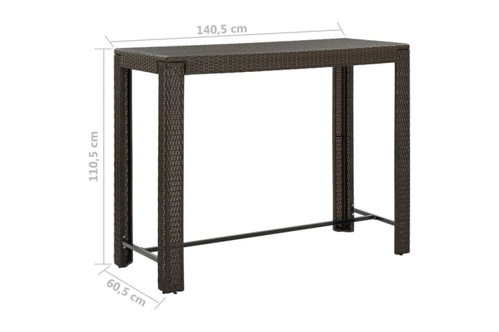 Puutarhan baaripöytä ruskea 140,5x60,5x110,5 cm polyrottinki - Ruskea - Baaripöytä ulos