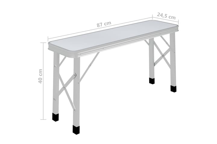 Kokoontaitettava retkipöytä 2 penkillä alumiini valkoinen - Valkoinen - Retkeilykalusteet - Retkipöytä