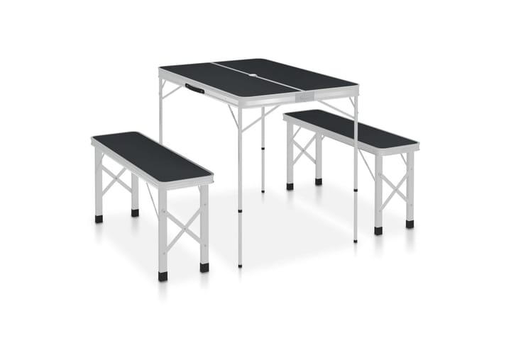 Kokoontaitettava retkipöytä kahdella penkillä alumiini - Retkeilykalusteet - Retkipöytä
