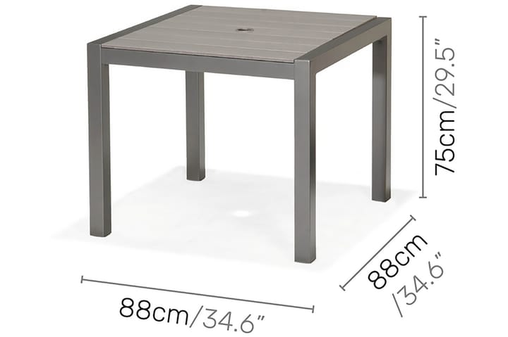 Ruokapöytä Solana 88 cm - Harmaa - Ruokapöytä terassille
