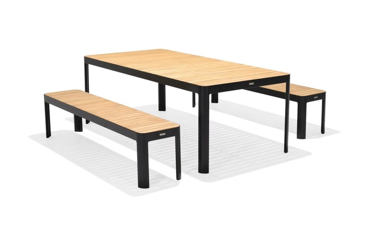 Ruokapöytä Portals 209 cm - Musta/Puu - Ruokapöytä terassille