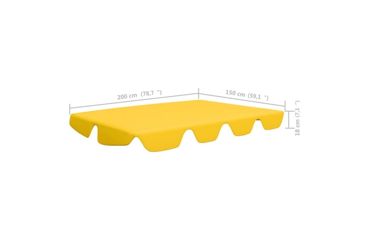 Vaihtokatos puutarhakeinuun keltainen 226x186 cm 270 g/m² - Keltainen - Pihakeinun katos - Pihakeinu & puutarhakeinu