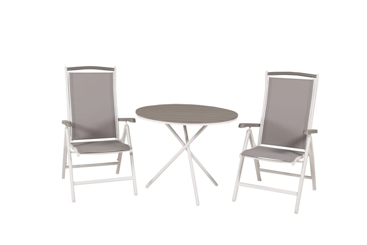 Ruokailuryhmä Parma Pyöreä 90 cm 2 Albany tuolia Valk/Harmaa - Venture Home - Parvekesetti - Cafe-ryhmä