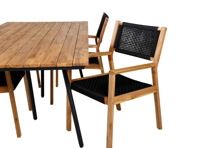 Ruokailuryhmä Chan 200 cm 4 Little tuolia Musta/Harmaa - Venture Home - Ruokailuryhmät ulos
