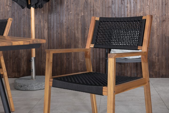 Ruokailuryhmä Chan 200 cm 4 Little tuolia Musta/Harmaa - Venture Home - Ruokailuryhmät ulos