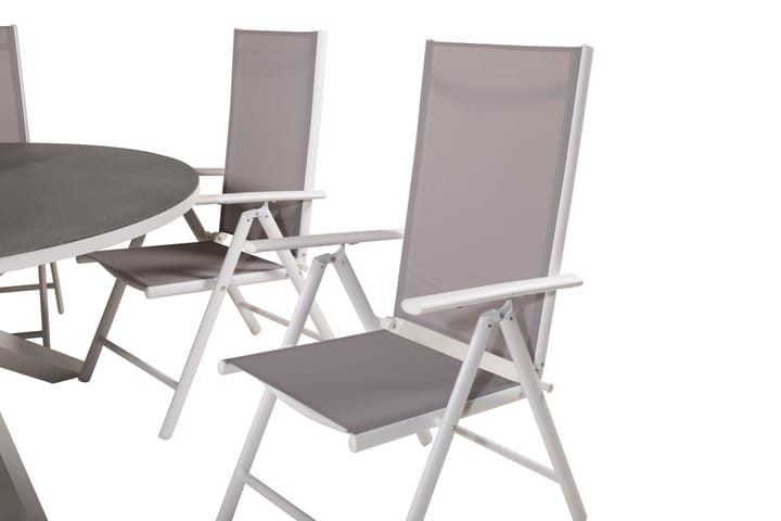 Ruokailuryhmä Copacabana Pyöreä 140 cm 6 tuolia Harmaa/Valk - Venture Home - Ruokailuryhmät ulos