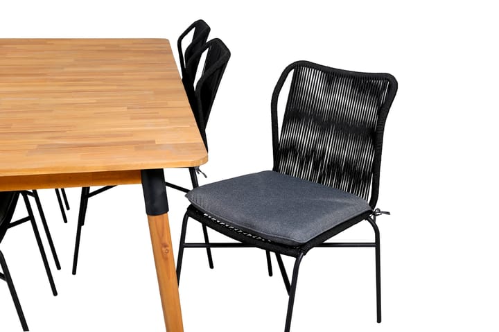 Ruokailuryhmä Julian 210 cm 6 tuolia Musta/Ruskea - Venture Home - Ruokailuryhmät ulos