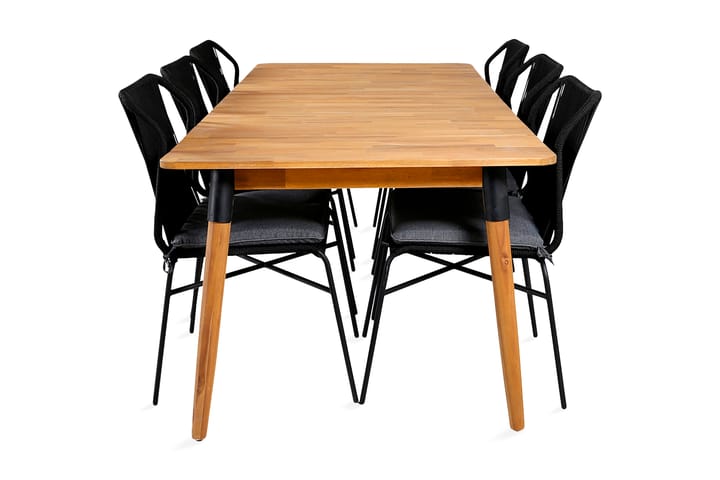 Ruokailuryhmä Julian 210 cm 6 tuolia Musta/Ruskea - Venture Home - Ruokailuryhmät ulos