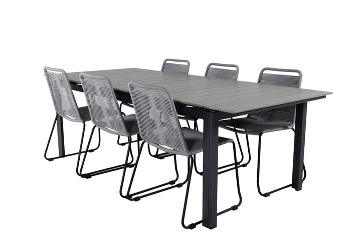 Ruokailuryhmä Levels Jatk 224-324 cm 6 Lindos tuolia Musta - Venture Home - Ruokailuryhmät ulos
