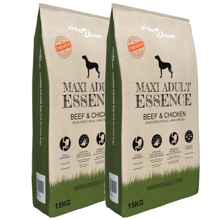 Koiran kuivaruoka Maxi Adult Essence Beef & Chicken 2kpl - Ruokailuryhmät ulos