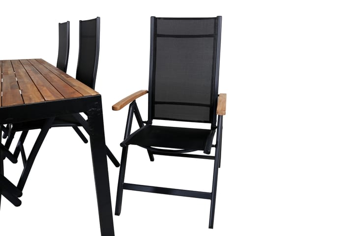 Ruokailuryhmä Bois 205cm 6 Panama tuolia Musta/Ruskea - Venture Home - Ruokailuryhmät ulos