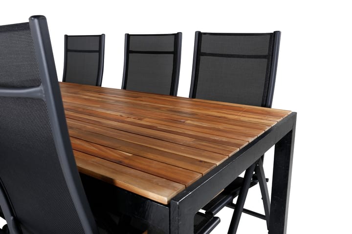 Ruokailuryhmä Bois 205cm 6 Panama tuolia Musta/Ruskea - Venture Home - Ruokailuryhmät ulos