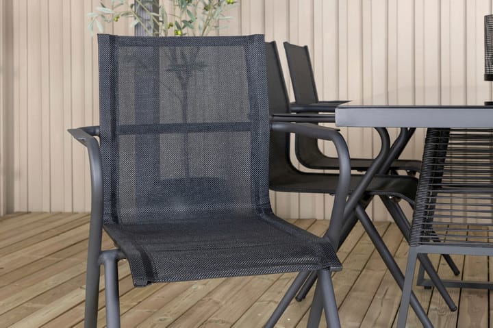 Ruokailuryhmä Dallas 193 cm 6 Alina tuolia Musta/Harmaa - Venture Home - Ruokailuryhmät ulos