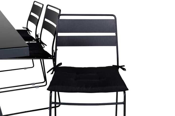 Ruokailuryhmä Dallas 193 cm 6 Lina tuolia Musta/Harmaa - Venture Home - Ruokailuryhmät ulos