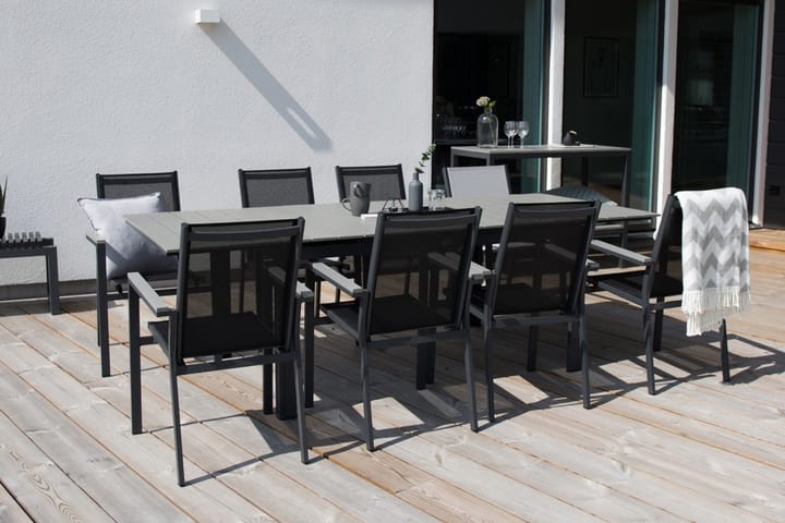 Ruokailuryhmä Levels Jatk 160 cm 8 Parma tuolia Harmaa/Musta - Venture Home - Ruokailuryhmät ulos