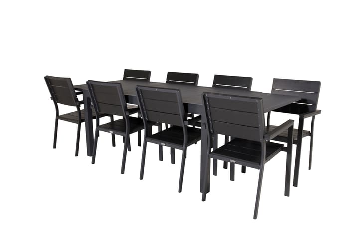 Ruokailuryhmä Marbella Jatk 160 cm 8 Levels tuolia Musta - Venture Home - Ruokailuryhmät ulos