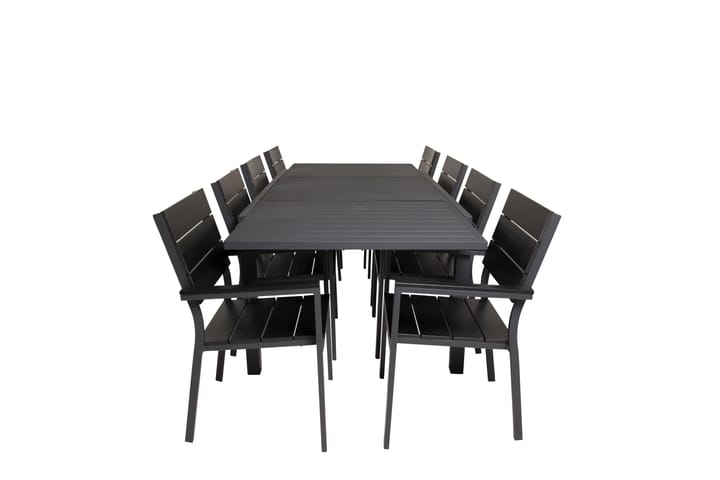 Ruokailuryhmä Marbella Jatk 160 cm 8 Levels tuolia Musta - Venture Home - Ruokailuryhmät ulos