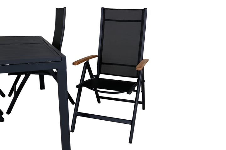 Ruokailuryhmä Marbella Jatkett 160 cm 4 Panama tuolia Musta - Venture Home - Ruokailuryhmät ulos