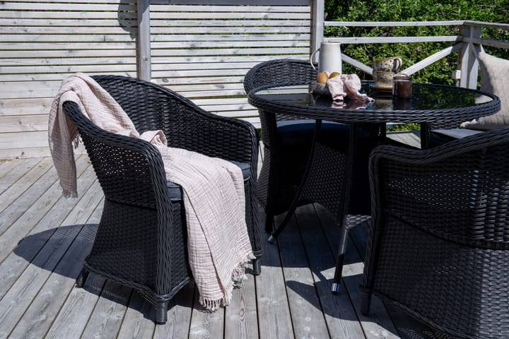 Ruokailuryhmä Oscar Pyöreä 104 cm 4 tuolia Musta - Venture Home - Ruokailuryhmät ulos