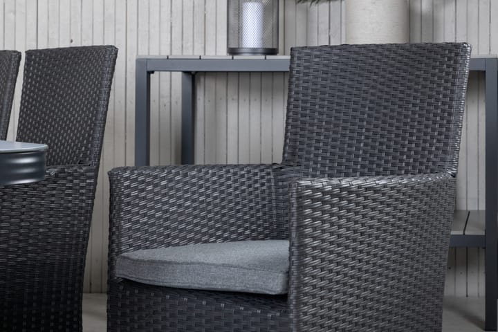 Ruokailuryhmä Virya 200 cm 6 Malin tuolia Musta/Harmaa - Venture Home - Ruokailuryhmät ulos