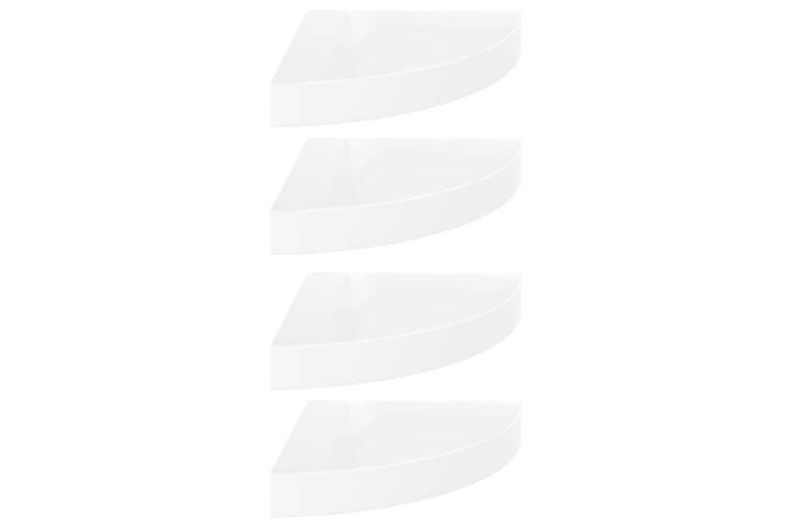 Kelluvat kulmahyllyt 4 kpl korkeakiilto valk. 25x25x3,8 cm - Valkoinen - Kulmahylly - Keittiöhylly - Hylly