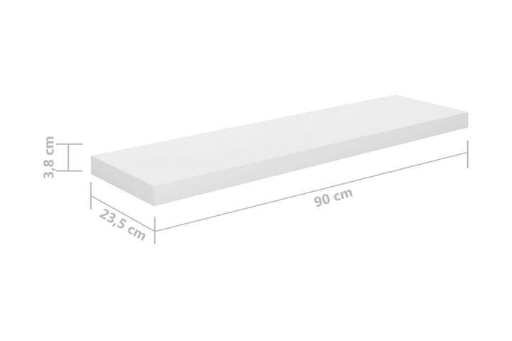 Kelluvat seinähyllyt 4 kpl korkeakiilto valk. 90x23,5x3,8 cm - Valkoinen - Seinähylly - Keittiöhylly - Hylly