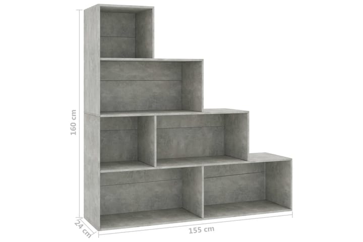Kirjahylly/tilanjakaja betoninharmaa 155x24x160 cm lastulevy - Harmaa - Kirjahylly - Hylly
