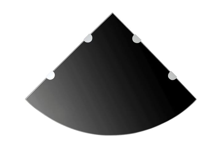 Kulmahylly kromisilla kiinnikkeillä Musta lasi 45x45 cm - Musta - Kulmahylly - Keittiöhylly - Hylly