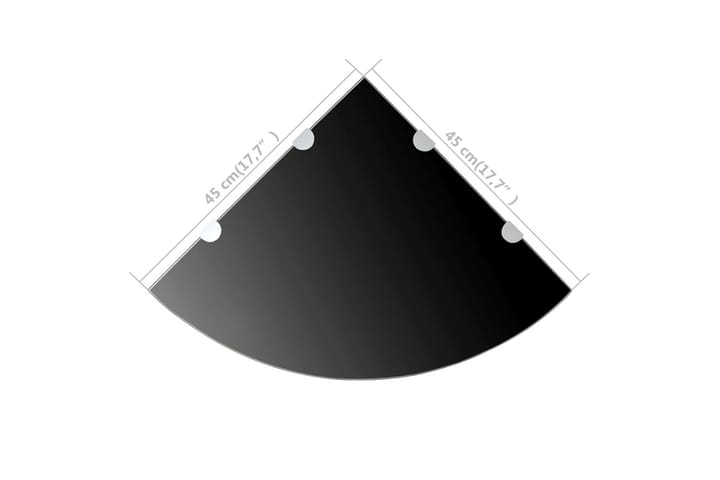 Kulmahylly kromisilla kiinnikkeillä Musta lasi 45x45 cm - Musta - Kulmahylly - Keittiöhylly - Hylly
