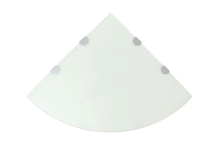 Kulmahylly kromisilla kiinnikkeillä Valkoinen lasi 45x45 cm - Valkoinen - Kulmahylly - Keittiöhylly - Hylly