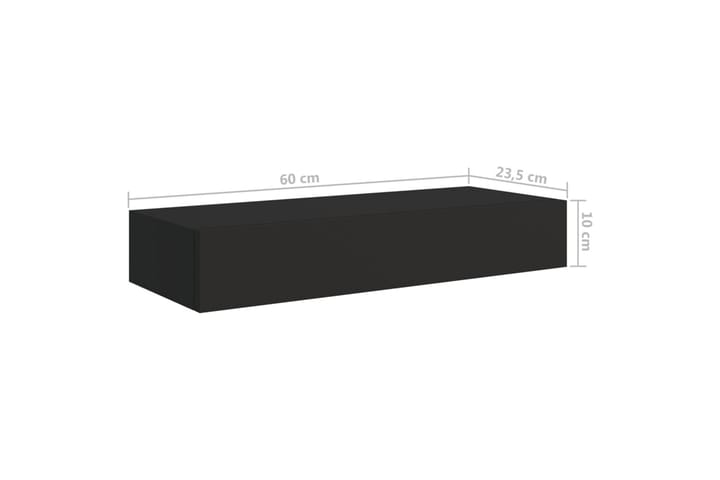 Seinälaatikkohylly musta 60x23,5x10 cm MDF - Musta - Seinähylly - Keittiöhylly - Hylly