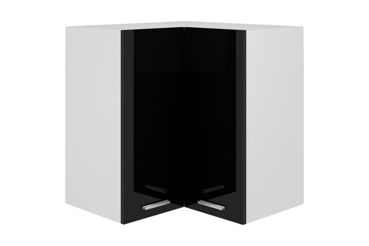 Seinäkulmakaappi 57x57x60 cm - Musta Korkeakiilto - Säilytyskaappi - Kulmakaappi