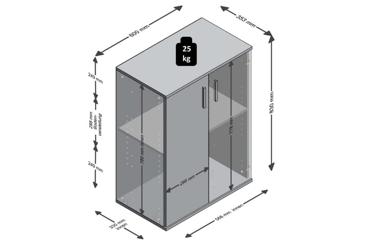 FMD Kaappi 2 ovea - Valkoinen/Harmaa - Säilytyskaappi