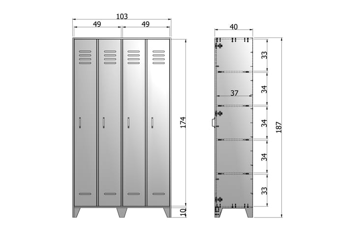 Säilytyskaappi Irnerius 103x187x40 cm - Valkoinen Mänty - Säilytyskaappi
