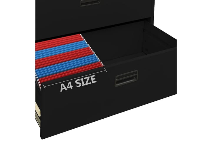 Arkistokaappi musta 90x46x72,5 cm teräs - Musta - Toimistokalusteet - Asiakirjakaappi