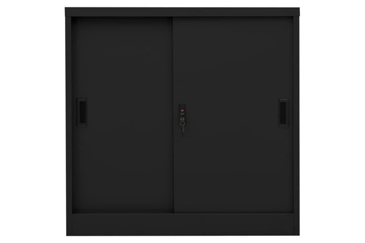 Toimistokaappi liukuovella musta 90x40x90 cm teräs - Musta - Toimistokalusteet - Asiakirjakaappi