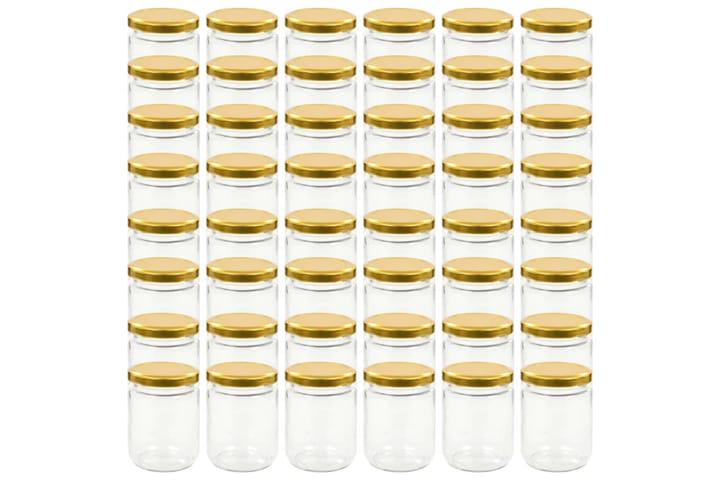 Lasiset hillopurkit kullan värisillä kansilla 48 kpl 230 ml - Kulta - Piensäilytys - Purkit