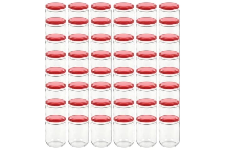 Lasiset hillopurkit punaisilla kansilla 48 kpl 230 ml - Punainen - Piensäilytys - Purkit