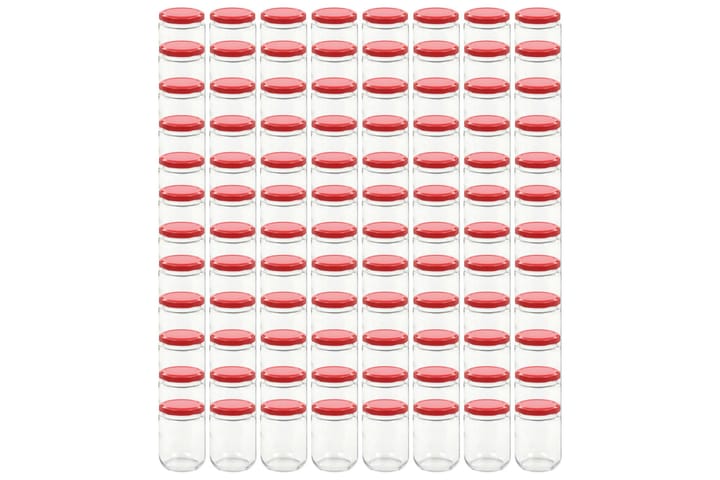 Lasiset hillopurkit punaisilla kansilla 96 kpl 230 ml - Punainen - Piensäilytys - Purkit