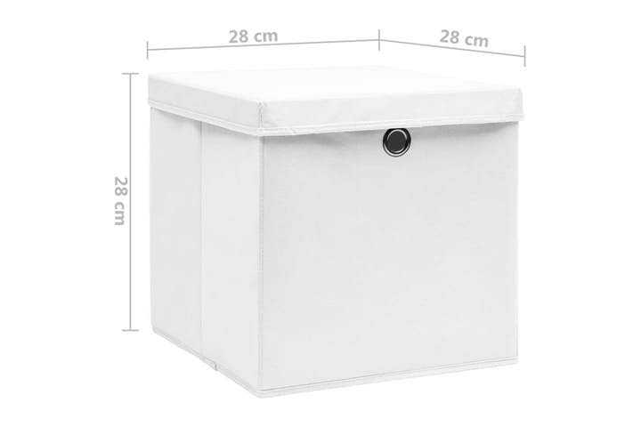 Säilytyslaatikot kansilla 4 kpl 28x28x28 cm valkoinen - Valkoinen - Säilytyslaatikko - Laatikko