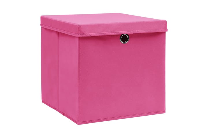 Säilytyslaatikot kansilla 4 kpl 28x28x28 cm pinkki - Pinkki - Säilytyslaatikko - Laatikko