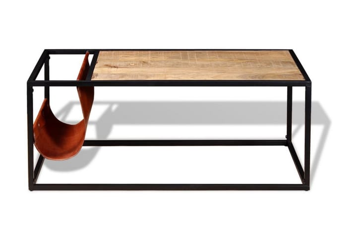 Sohvapöytä nahkaisella lehtitelineellä 110x50x45 cm - Ruskea - Lehtiteline - Piensäilytys