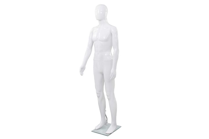 Aidon kokoinen miesmallinukke lasijalustalla 185cm - Valkoinen - Vaatenaulakko - Vaateteline & pukuteline